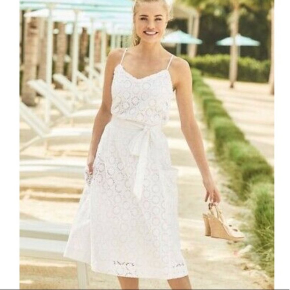 Lilly Pulitzer Pier Midi Skirt in White Eyelet - Size 8